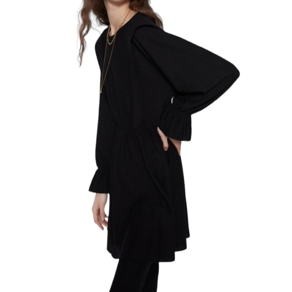 ZARA long sleeve textured dress with ruffles - Picture 2 of 7
